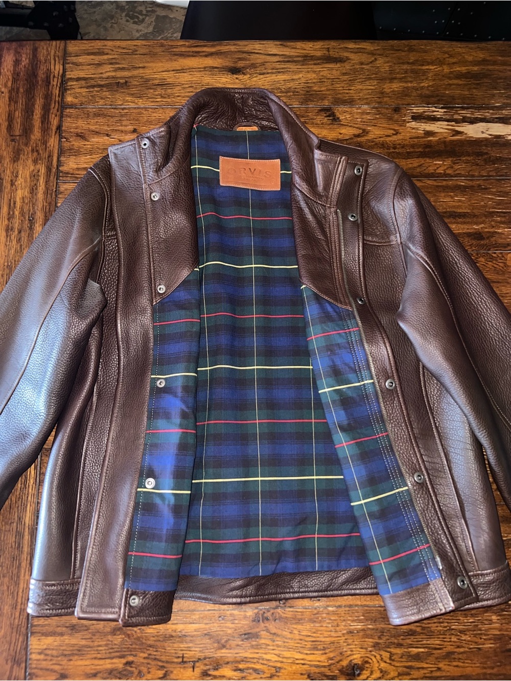 Orvis Dark Brown Bison Leather Jacket - Picture 3 of 14